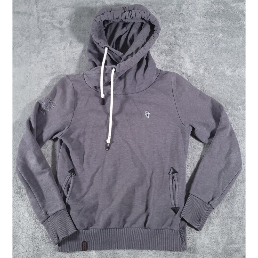 Naketano Pullover Hoodie‎ Adult Medium Gray Long Sleeve Drawstring Pockets Logo